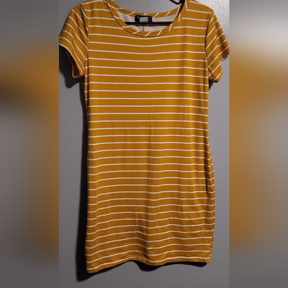 American City Wear Gold and White Fitted Dress